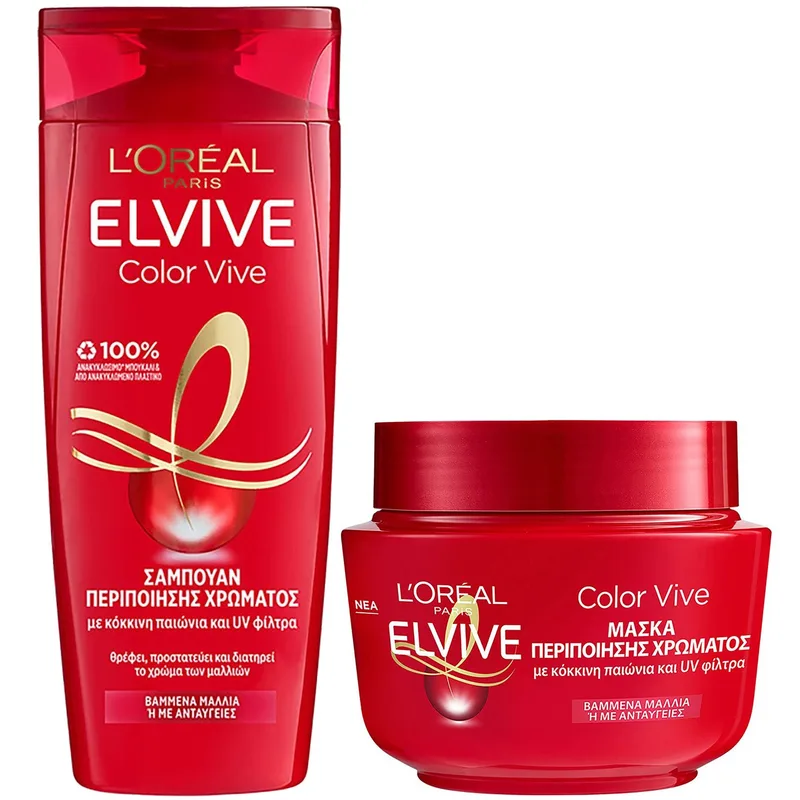 L'Oreal Paris Πακέτο Προσφοράς Elvive Color Vive Σαμπουάν για Βαμμένα Μαλλιά 400ml & Μάσκα Περιποίησης Βαμμένων Μαλλιών 300ml