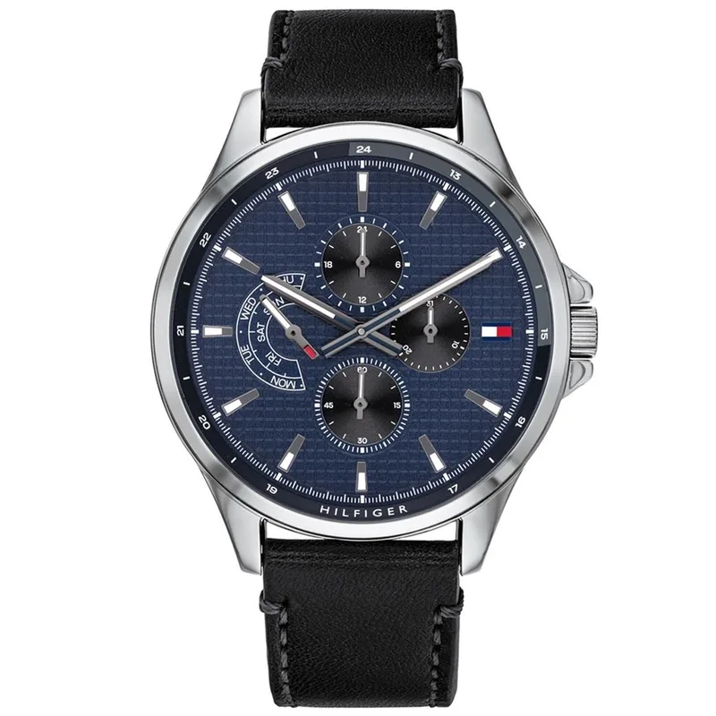 TOMMY HILFIGER Shawn Black Leather Strap 1791616