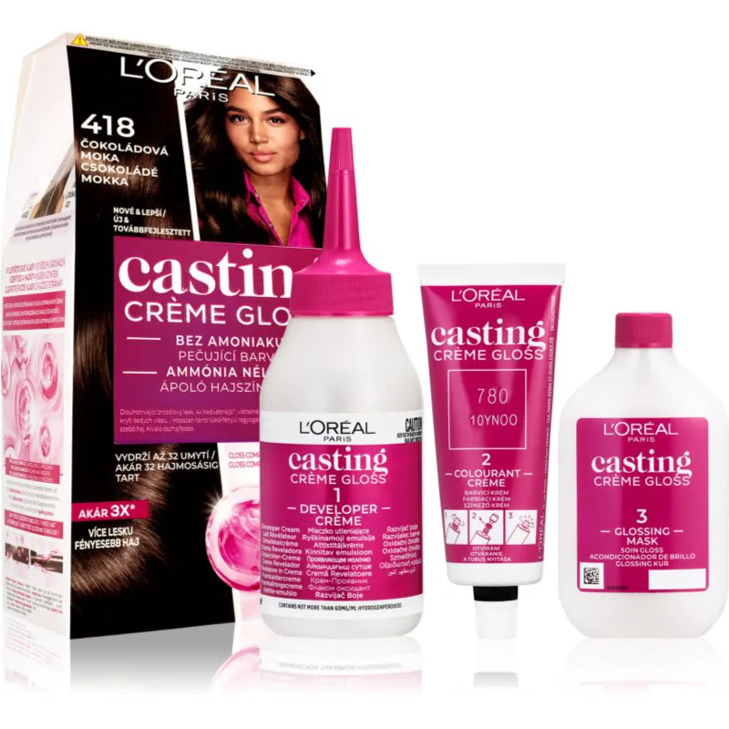 L’Oréal Paris Casting Creme Gloss βαφή μαλλιών απόχρωση 418 Choco Mocha 1 τμχ