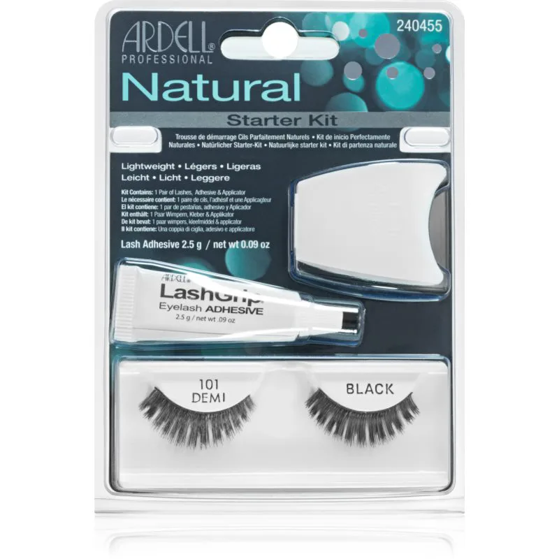 Ardell Natural ψεύτικες βλεφαρίδες με κόλλα 101 Demi Black 4 τμχ
