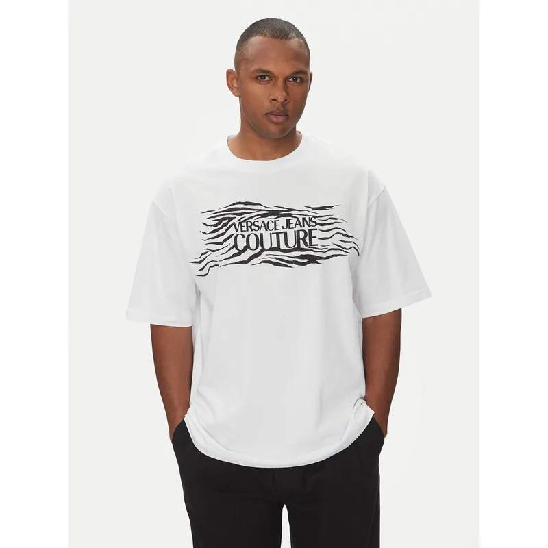 Versace Jeans Couture T-Shirt 78GAH6L1 Λευκό Regular Fit