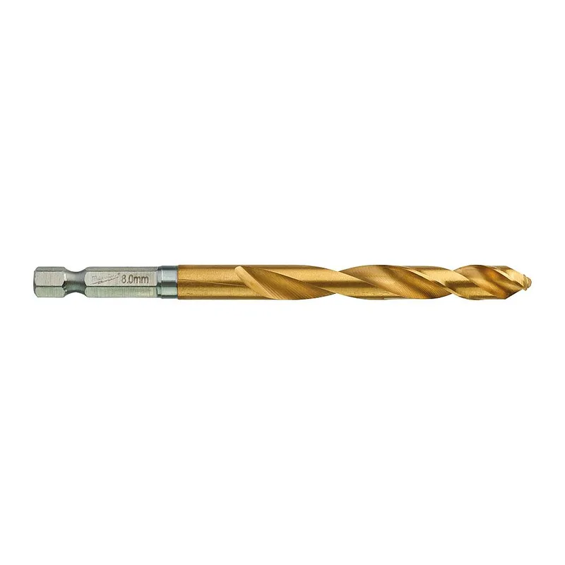 Τρυπάνι Αέρος Τιτανίου 1/4" Φ8mm MILWAUKEE HSS-G TIN RED HEX