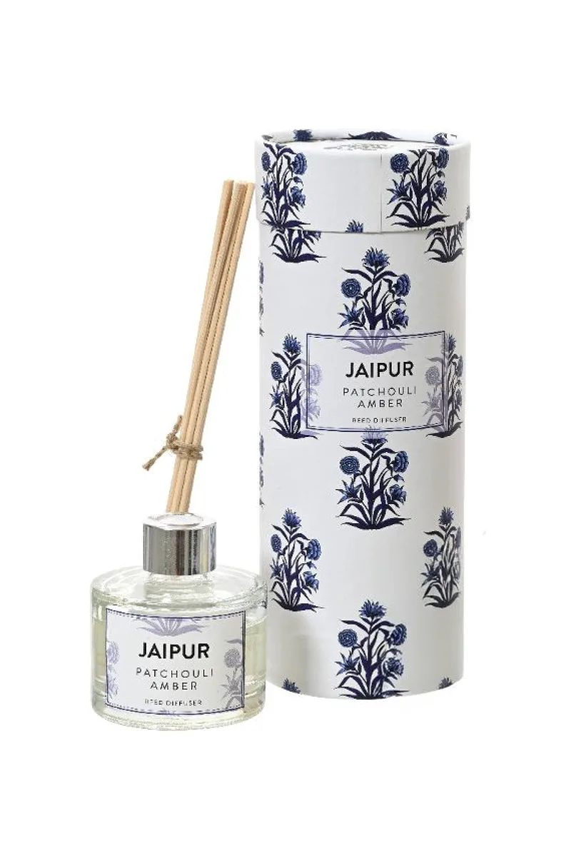 Αρωματικο Χωρου Jaipur Με Στικ Και Αρωμα Patchouli Amber 9x9x23cm Μπλέ Kaeming