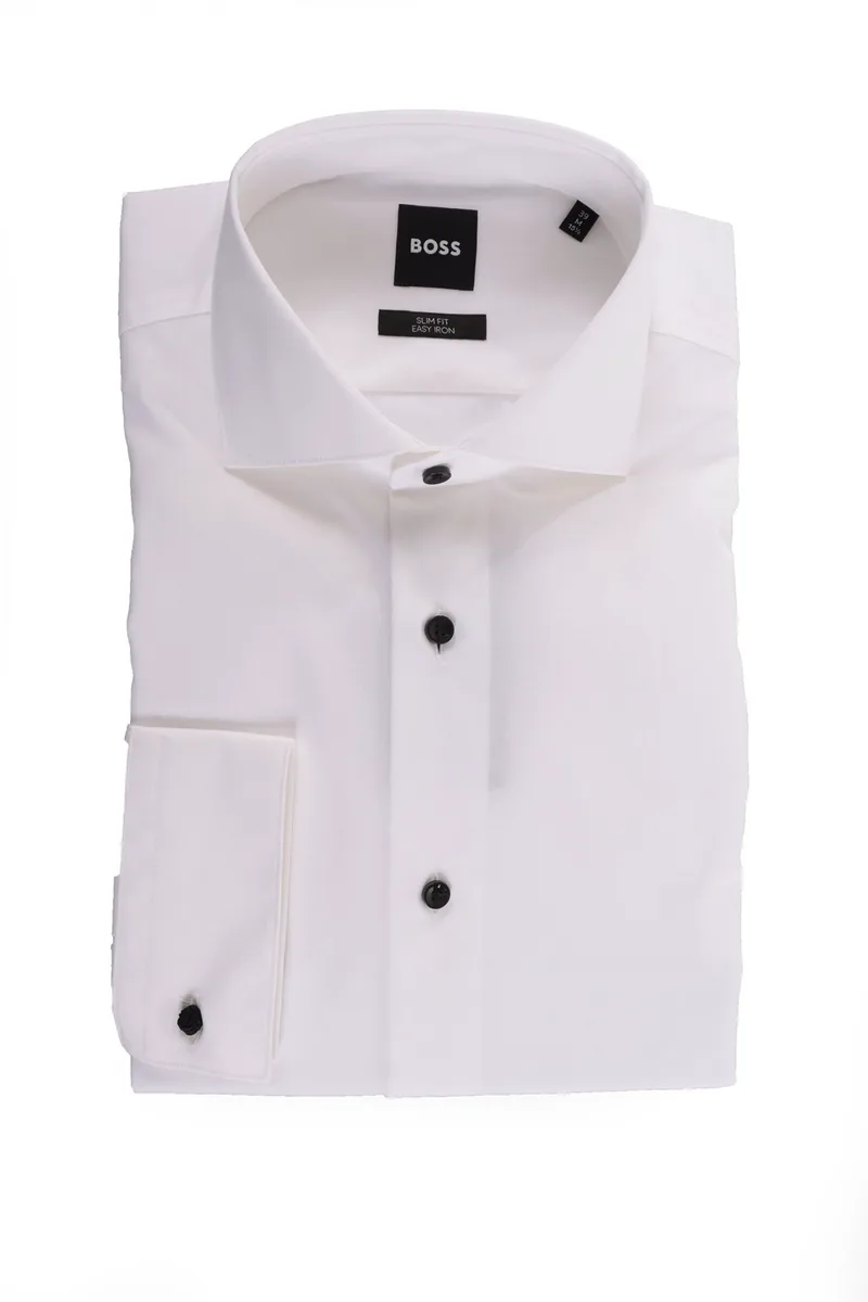 BOSS ΠΟΥΚΑΜΙΣΟ SLIM FIT STRETCH EASY IRON H-HANK-PARTY-231 ΛΕΥΚΟ