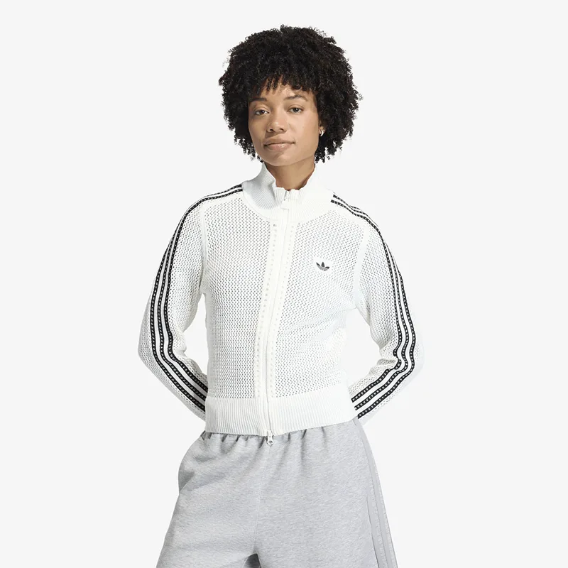 Φούτερ adidas Knitted Crochet Firebird Track Top Off White L