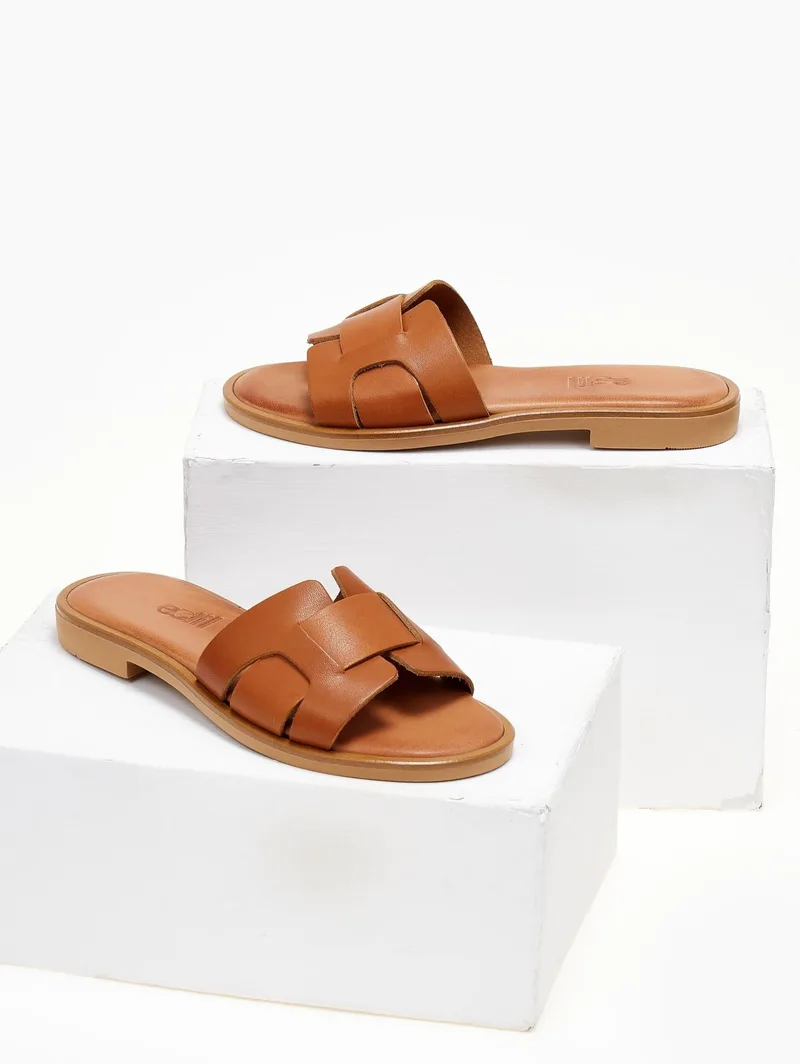 Estil Leather Sandals with Strap - 1009 - Tan