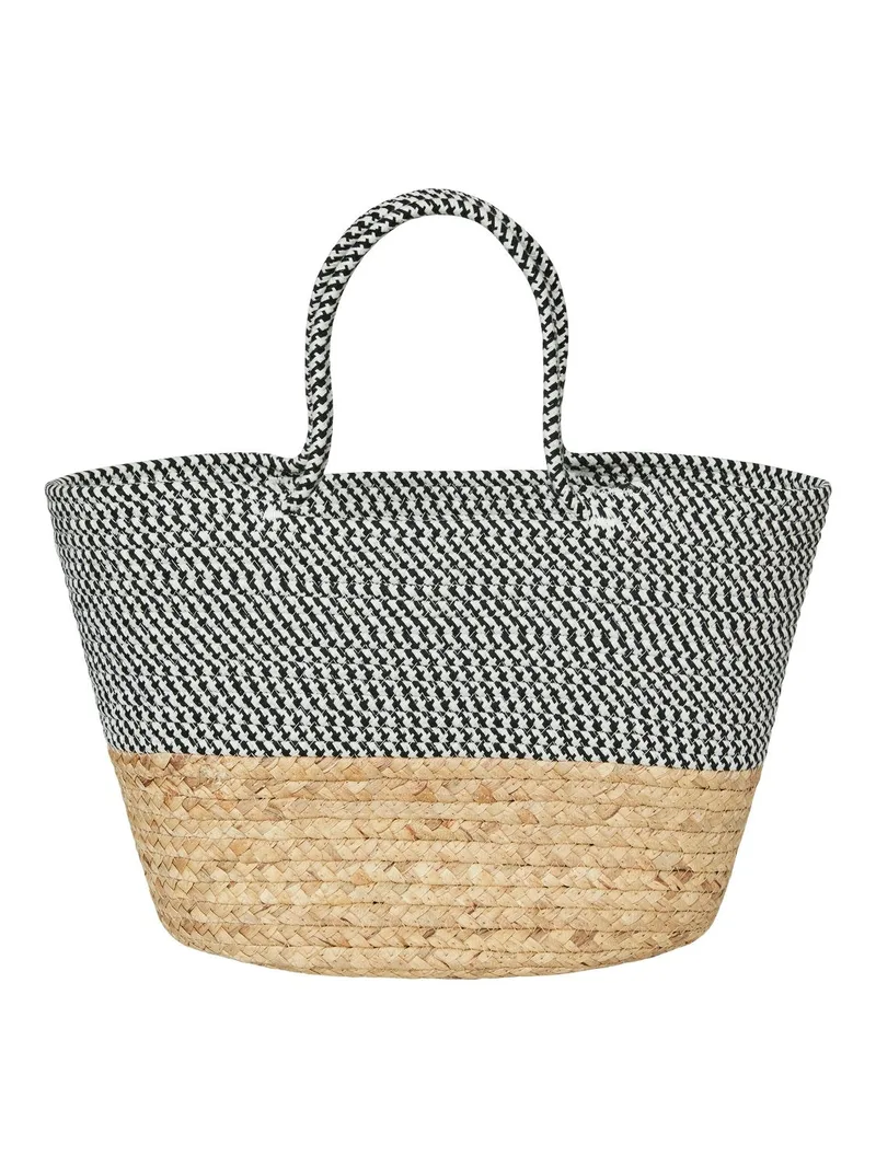 VERO MODA Straw Bag with Rope Detail - 10263020 - White/Black