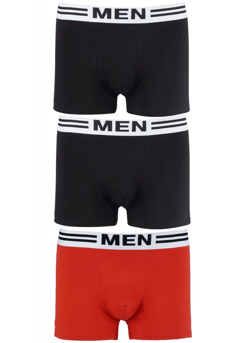 Ανδρικό boxer μονόχρωμο εξωτερικό λάστιχο ρίγες. Συσκευασία 3pack. ΜΑΥΡΟ ΚΟΚΚΙΝΟ