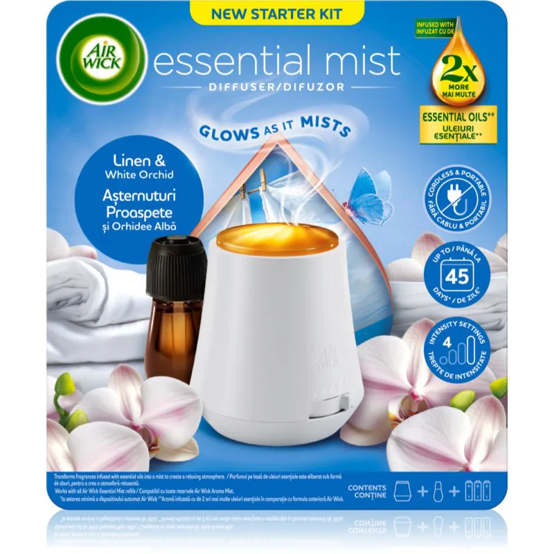 Air Wick Essential Mist Linen & White Orchid αρωματικός διαχύτης επαναπλήρωσης 1 τμχ