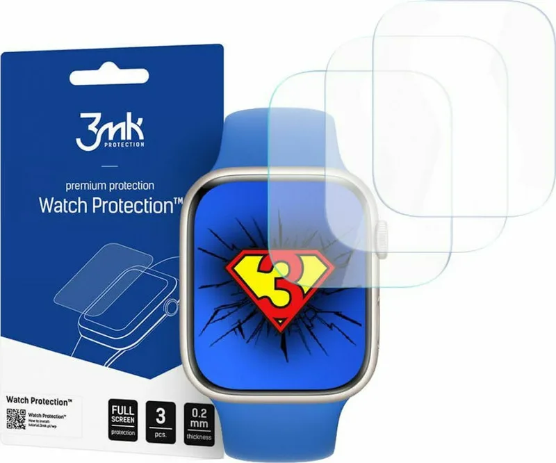 3MK ARC Screen Protector - Μεμβράνη Προστασίας Οθόνης Apple Watch 9 / 8 / 7 41mm - 3 Τεμάχια (5903108443616)