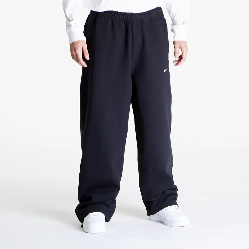 Φόρμα Nike Solo Swoosh Men's Open-Hem Brushed-Back Fleece Pants Black/ White L
