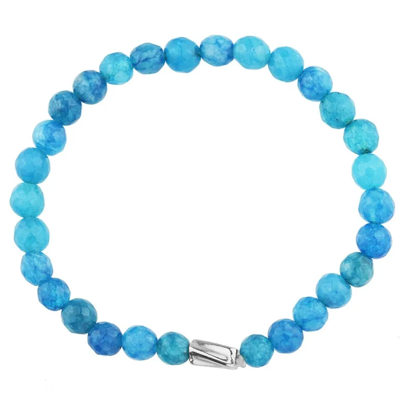 Χειροποίητο Βραχιόλι Jade Blue με ασημένιο στοιχείο