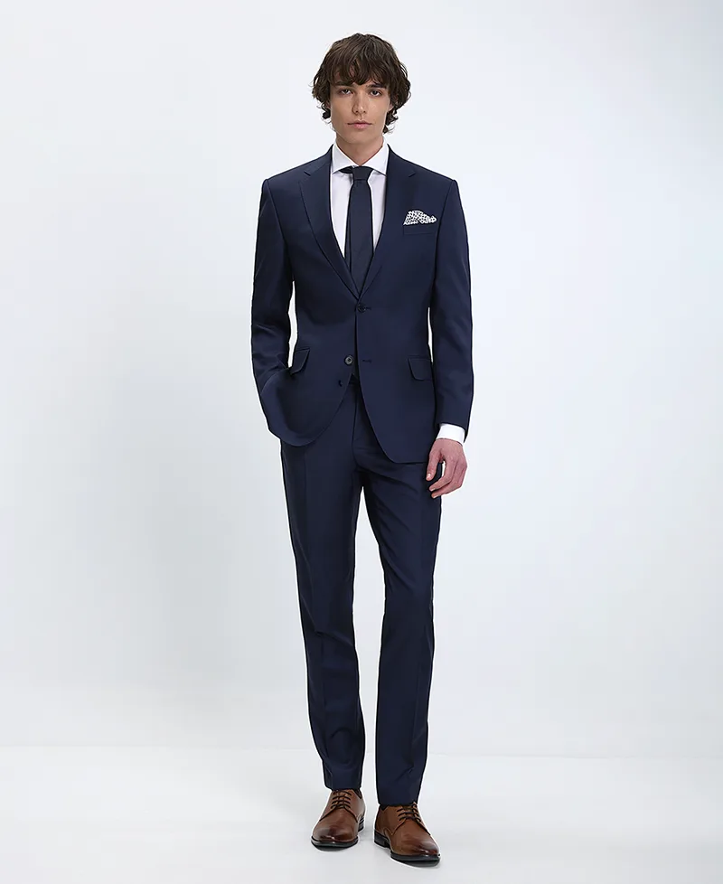 Vardas Ανδρικό Κοστούμι Slim Fit Μάλλινο Super 110’s Μπλε
