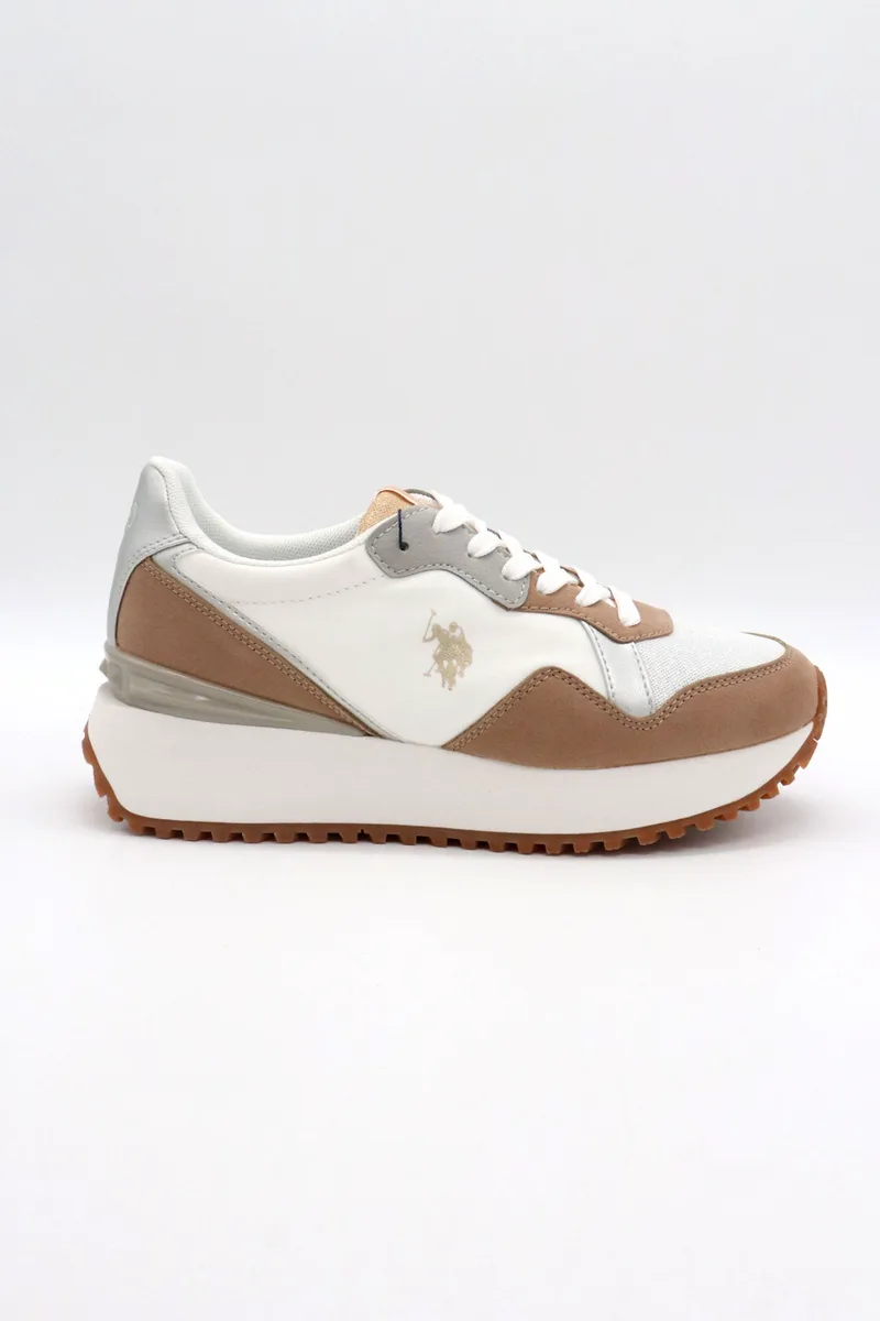 U.S. POLO ASSN. ΠΑΠΟΥΤΣΙΑ SNEAKERS ΣΤΡΑΣ ΣΟΥΕΤ ΛΕΠΤΟΜΕΡΕΙΕΣ LOGO MΠΕΖ/ΛΕΥΚΟ