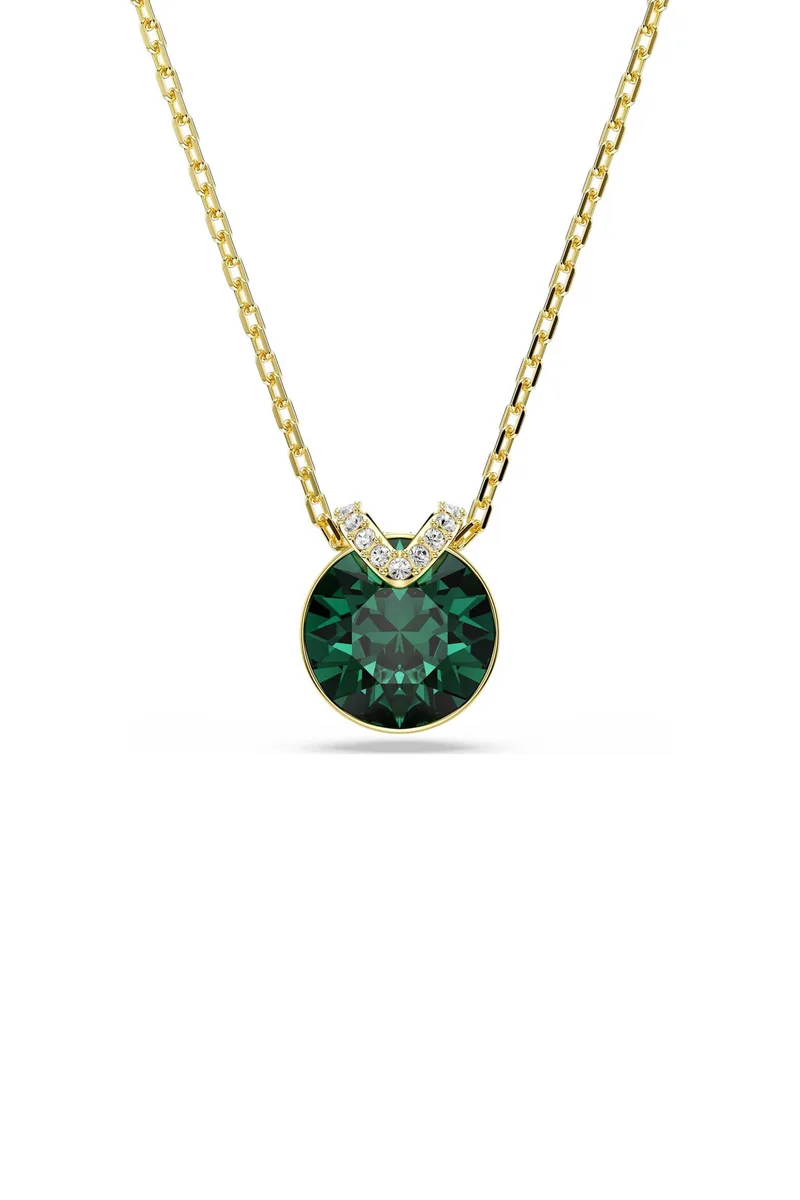 Swarovski γυναικείο μενταγιόν στρογγυλή κοπή, πράσινο, επιμετάλλωση σε χρυσαφί τόνο "Bella V" - 5735387