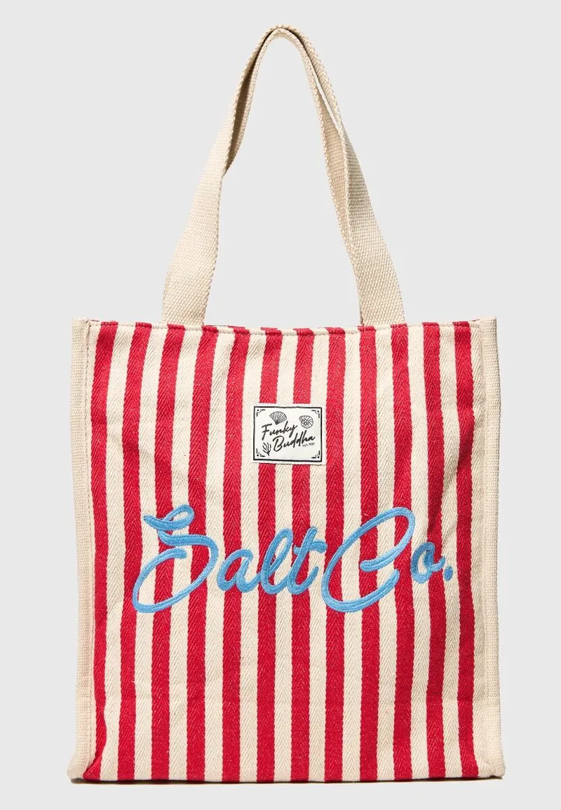 Funky Buddha Ριγέ Tote Τσάντα Salt Co. FBL013-123-10 Κόκκινο