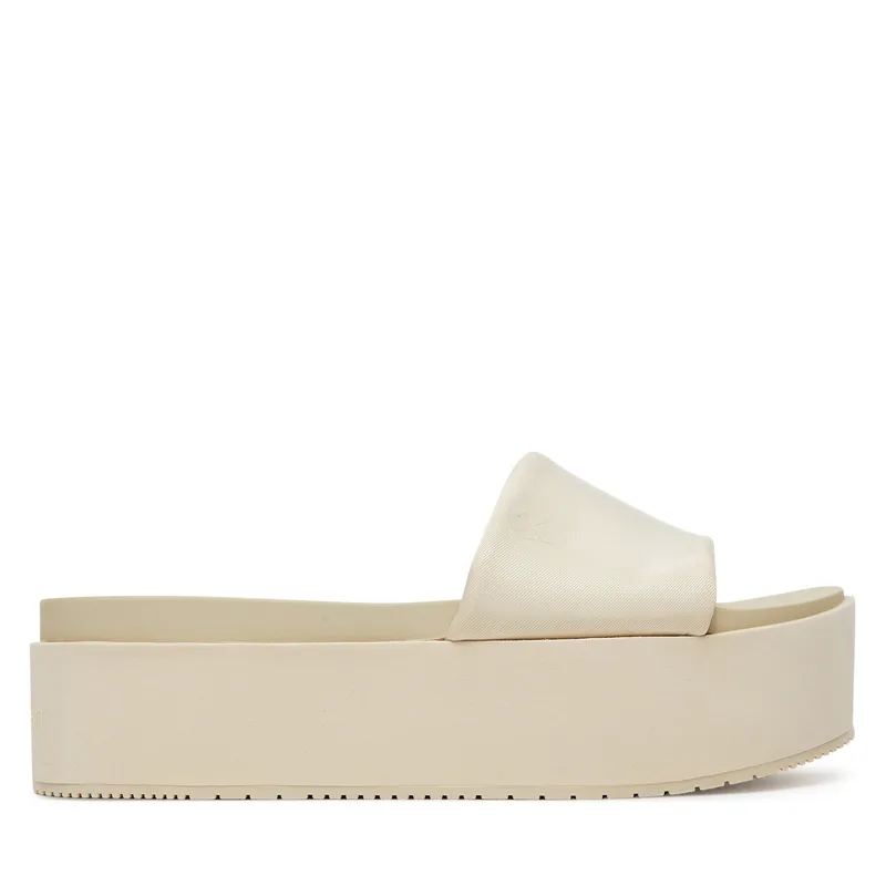 Παντόφλες Calvin Klein Jeans Flatform Sandal Slide In Nylon YW0YW01791 Εκρού