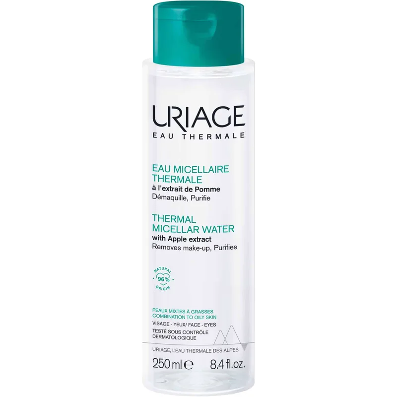 Uriage Thermal Micellar Water Ιαματικό Νερό με Πράσινο Μήλο για Πρόσωπο & Μάτια, Αφαιρεί Τέλεια το Μακιγιάζ, Μικτή προς Λιπαρή Επιδερμίδα 250ml