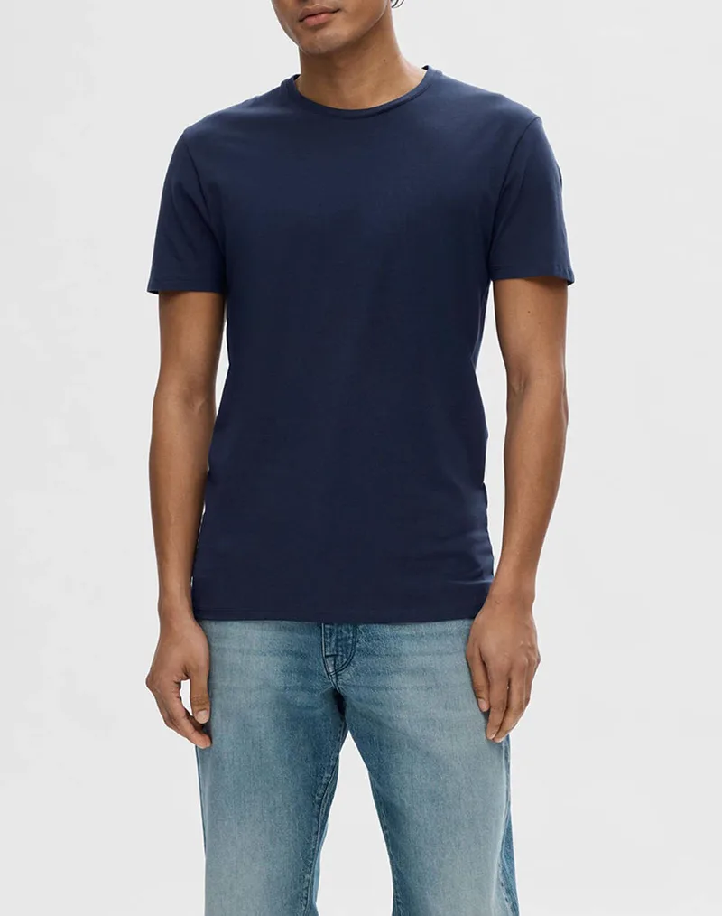 SELECTED SLHNEWPIMA SS O-NECK TEE NOOS 16073457-Navy Blazer NavyBlue