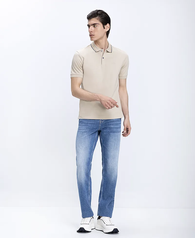 Boss Ανδρικό Denim Παντελόνι Βαμβακερό Με Ξεβαμμένο Εφέ Modern Fit