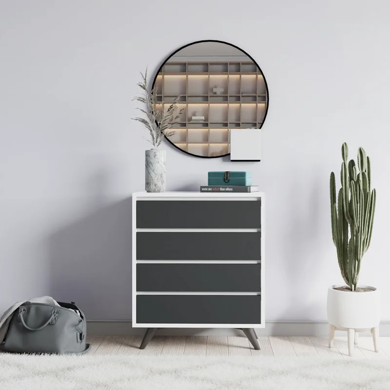 Συρταριέρα Suvera - White, Anthracite 811Mdd3436 70x86x40 cm