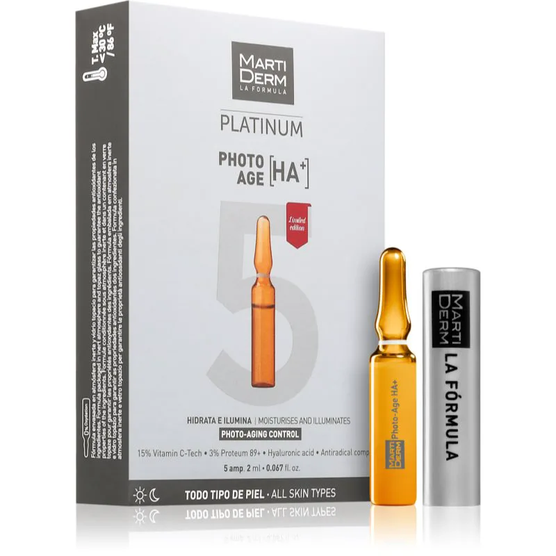 MartiDerm Platinum Photo Age HA+ αντιγηραντικός ορός προσώπου σε αμπούλες 5x2 ml
