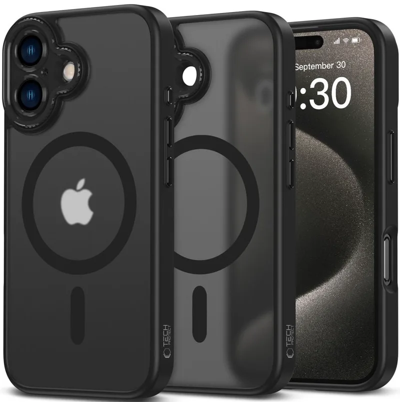 Θήκη Apple iPhone 16 - Tech-Protect MagCam Σκληρή Ημιδιάφανη με MagSafe & Πλαίσιο Κάμερας - Matte Black (5906302311668)