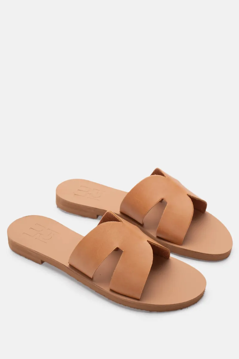 LUIGI DESIGN - Flat Σανδάλια με Ανοίγματα στο Πλάι - Nude