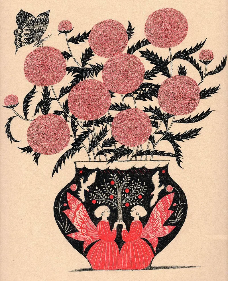 Ευχετήρια κάρτα Canns Down Press: Twin Butterflies (Sanae Sugimoto)