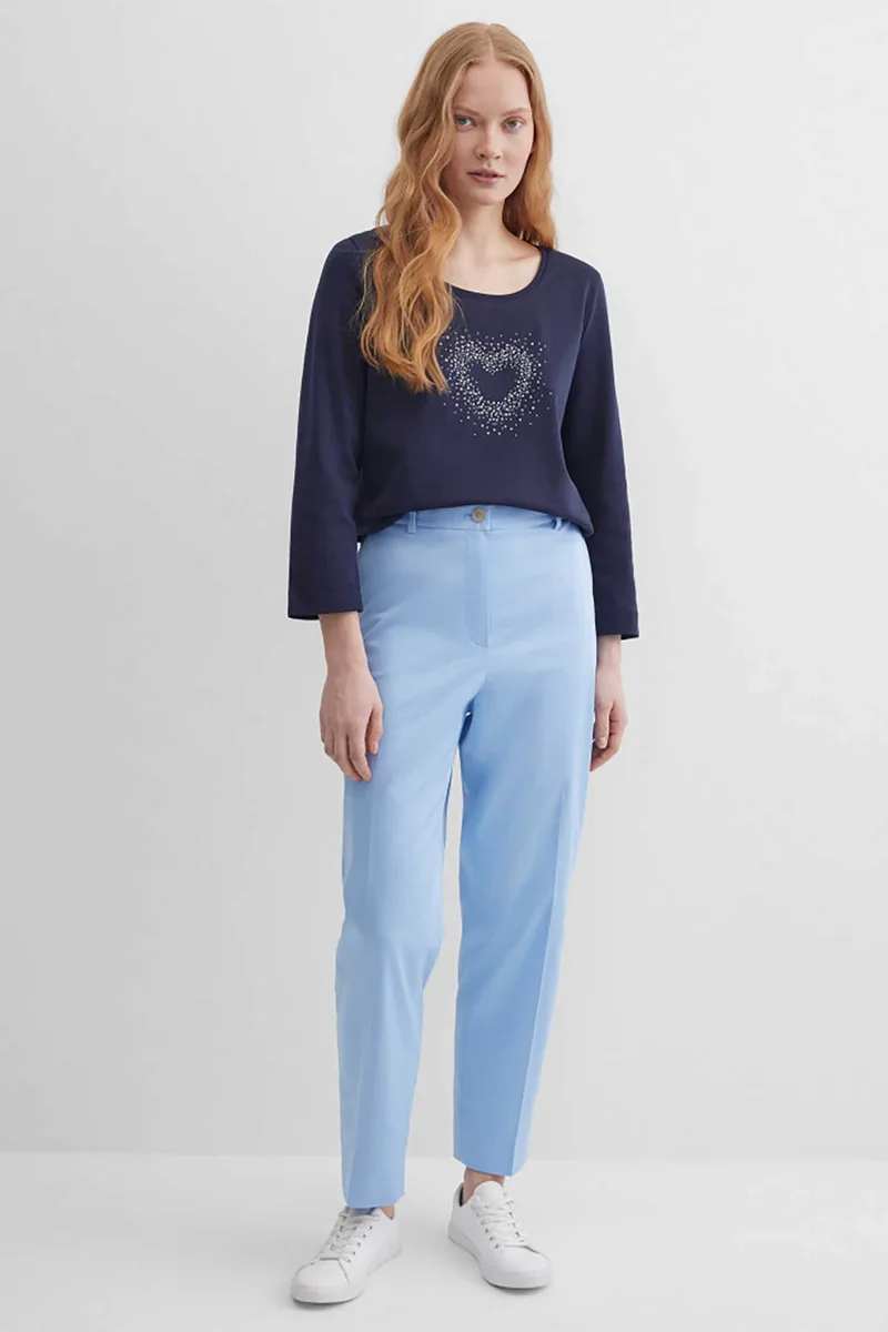 Gerry Weber γυναικείο παντελόνι cropped Tapered Fit - N67102125040 Μπλε Ανοιχτό