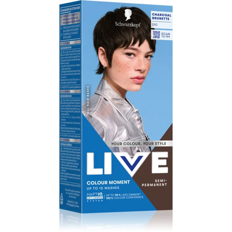 Schwarzkopf LIVE Colour Moment προσωρινή βαφή μαλλιών απόχρωση 010 Charcoal Brunette 50 ml