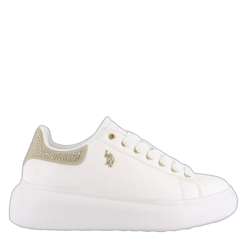 US POLO STACY001 Sneaker 36-41 - ΛΕΥΚΟ/ΧΡΥΣΟ - USSTACY001W6Y1/17