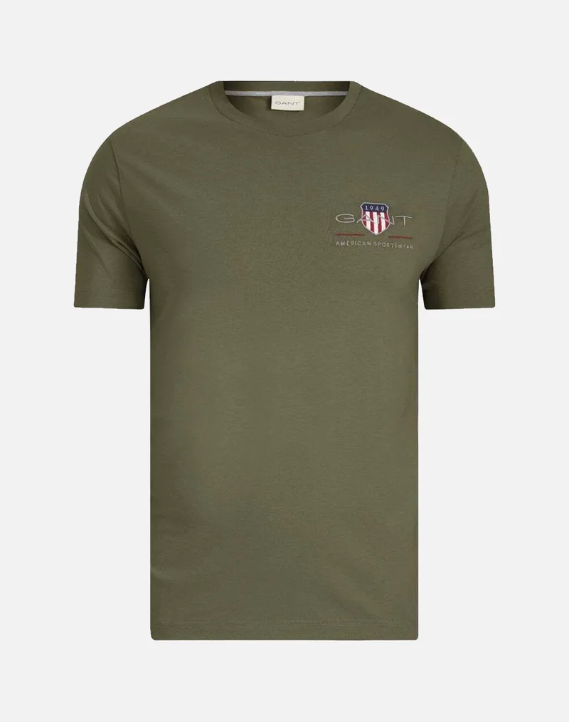 GANT ΜΠΛΟΥΖΑ ΚΜ REG ARCHIVE SHIELD EMB SS T-SHIRT 3G2067004-379 DarkOliveGreen
