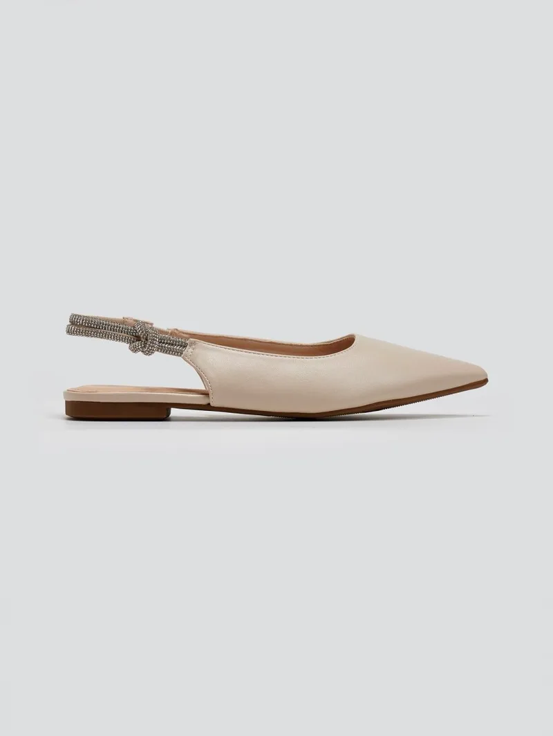 ERYNN Pointed Slingback Ballerinas with Rhinestones - EL-835 - Μπεζ