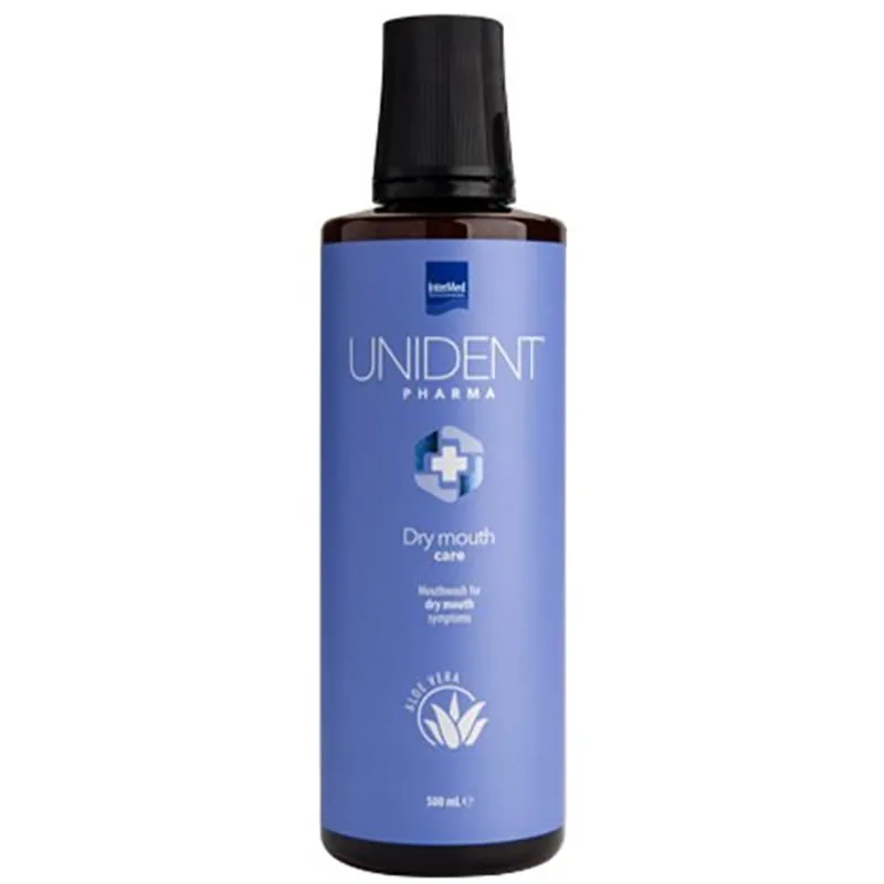 Intermed Unident Pharma Dry Mouth Care Mouthwash Στοματικό Διάλυμα Ειδικά Σχεδιασμένο για Ανακούφιση από τα Συμπτώματα της Ξηροστομίας 500ml