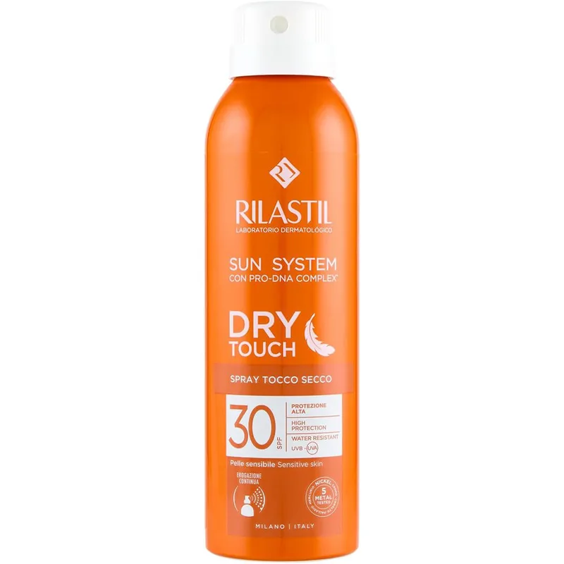 Rilastil Sun System Spf30 Dry Touch Spray Αντηλιακό Spray Σώματος Υψηλής Προστασίας Ανθεκτικό στο Νερό Κατάλληλο για Ευαίσθητη Επιδερμίδα 200ml