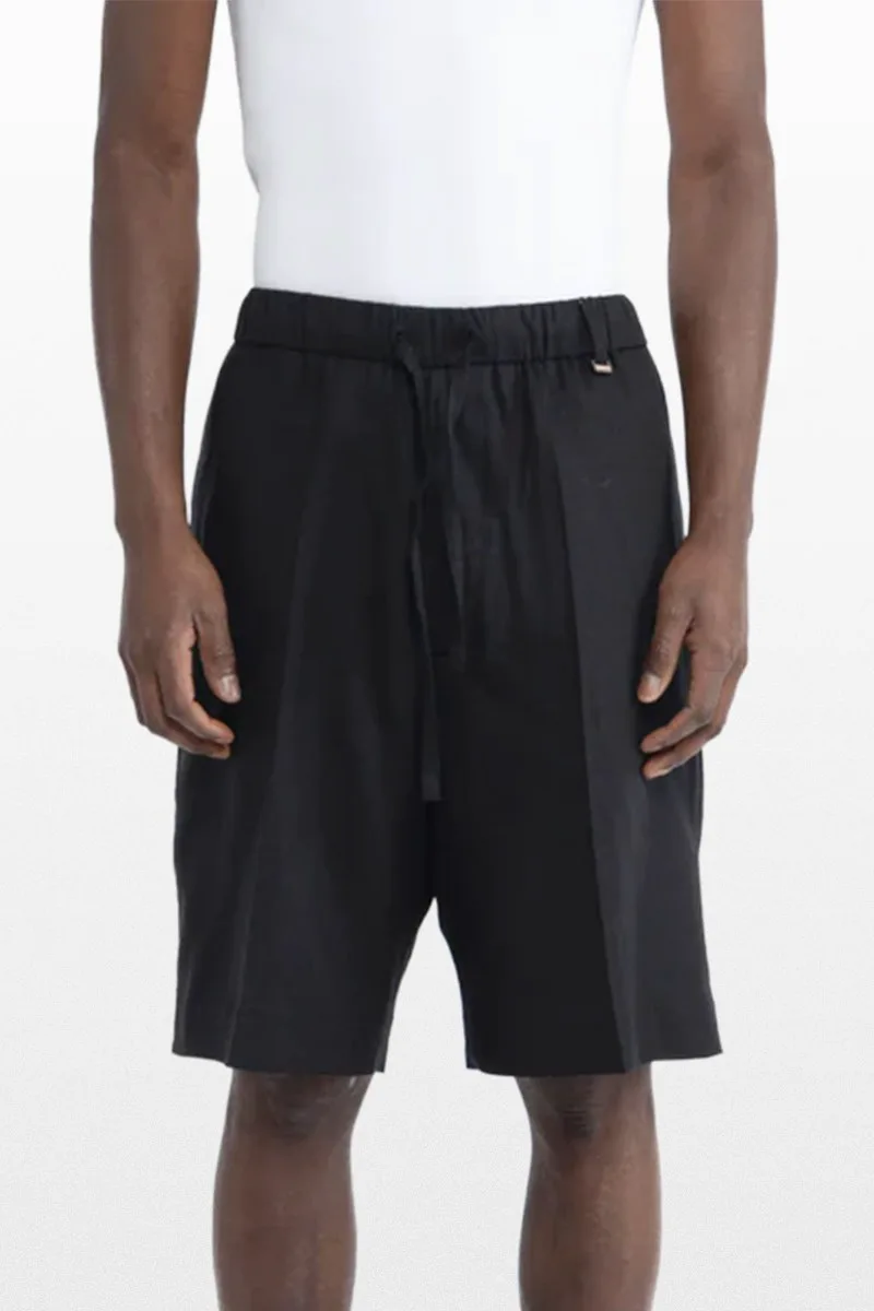 I'M BRIAN Ανδρικό Μαύρο Linen Drawstring Bermuda Shorts