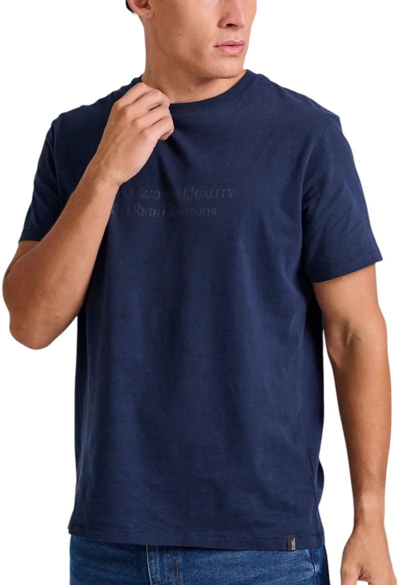 Μπλούζα Κοντομάνικη Funky Buddha Branded Print On The Chest FBM010-004-04-NAVY Ανδρικό