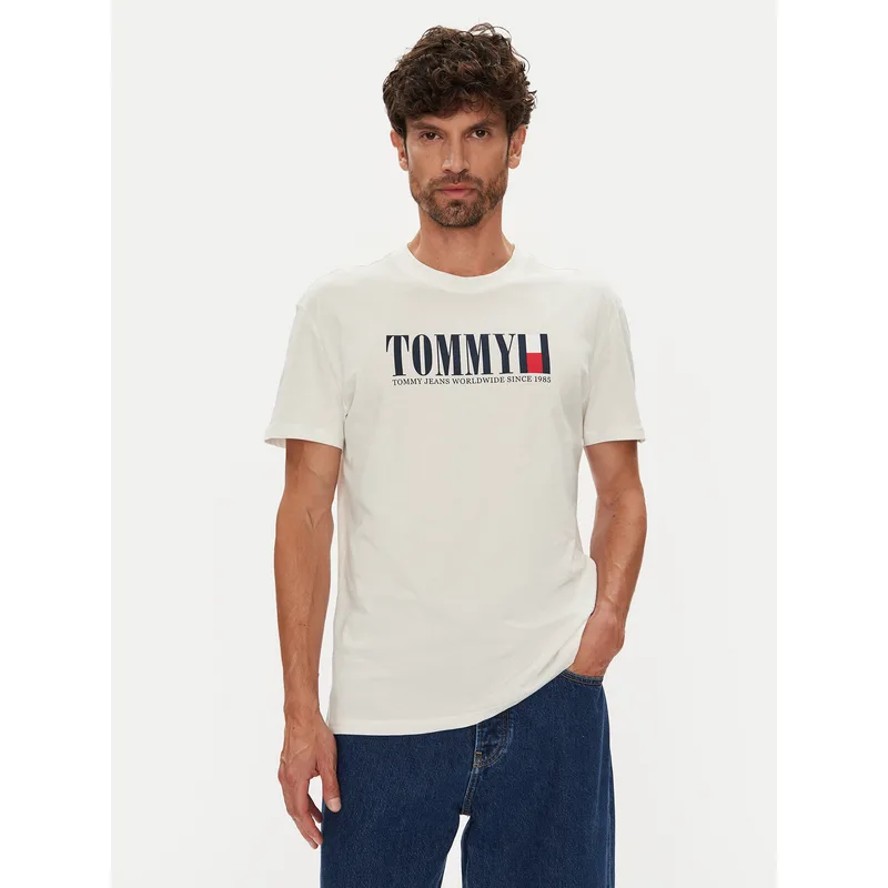 Tommy Jeans T-Shirt Dna Flag DM0DM21941 Λευκό Regular Fit