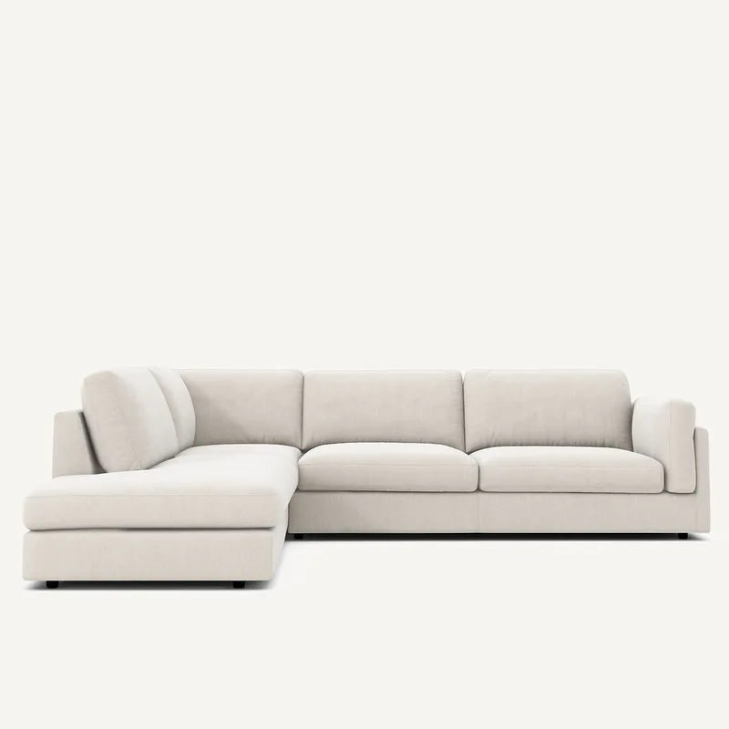 Γωνιακός καναπές-σεζλόνγκ βελούδο chenille Μ236xΠ287xΥ81cm