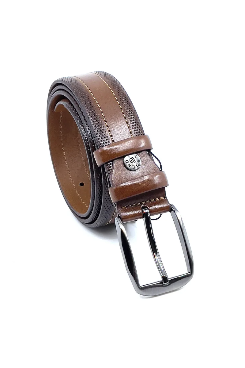 Legend Accessories Δερμάτινη Ζώνη 3.5 cm - Καφέ - L-1740