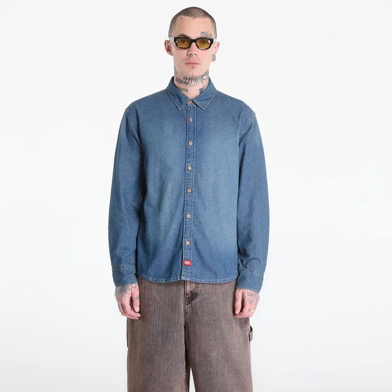 Πουκάμισο Dickies Lightweight Denim Shirt Ls Khaki Tntd Blue S