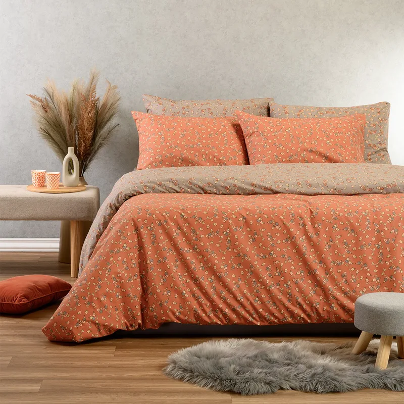 Σεντόνια Διπλά (Σετ) 205X270 Melinen Casual Cesare Apricot Χωρίς Λάστιχο (205x270)