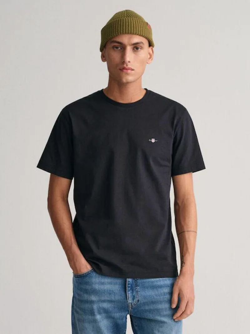 Gant Ανδρικό Reg Shield Κοντομάνικο T-Shirt 2003184 Μαύρο