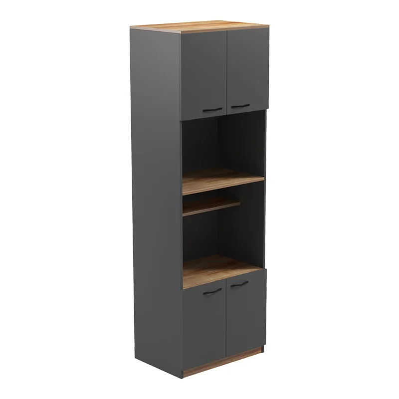 Ντουλάπα κουζίνας Rowan pakoworld σε oak-ανθρακί απόχρωση 60x42x182εκ - PAKO WORLD - 230-000097