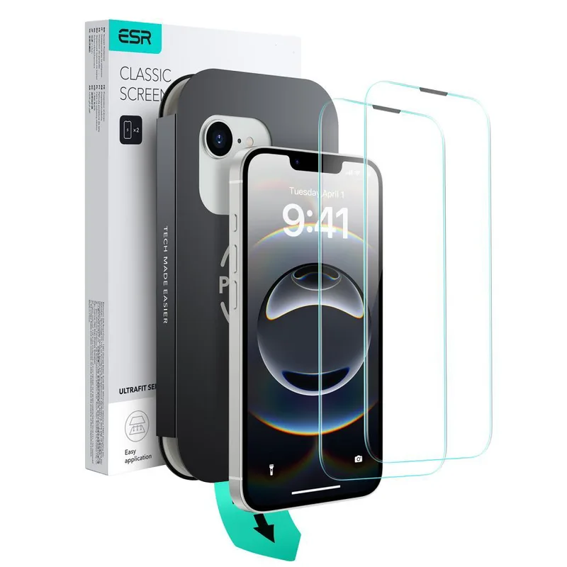 ESR UltraFit Classic Tempered Glass iPhone 17e/16e/13/13 Pro/14 (2-Pack)