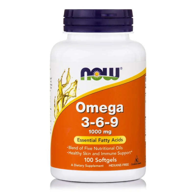 Now Foods Omega 3-6-9 1000mg Συμπλήρωμα Διατροφής, Συνδυασμός Ωμέγα 3-6-9 Λιπαρών Οξέων 100 Softgels