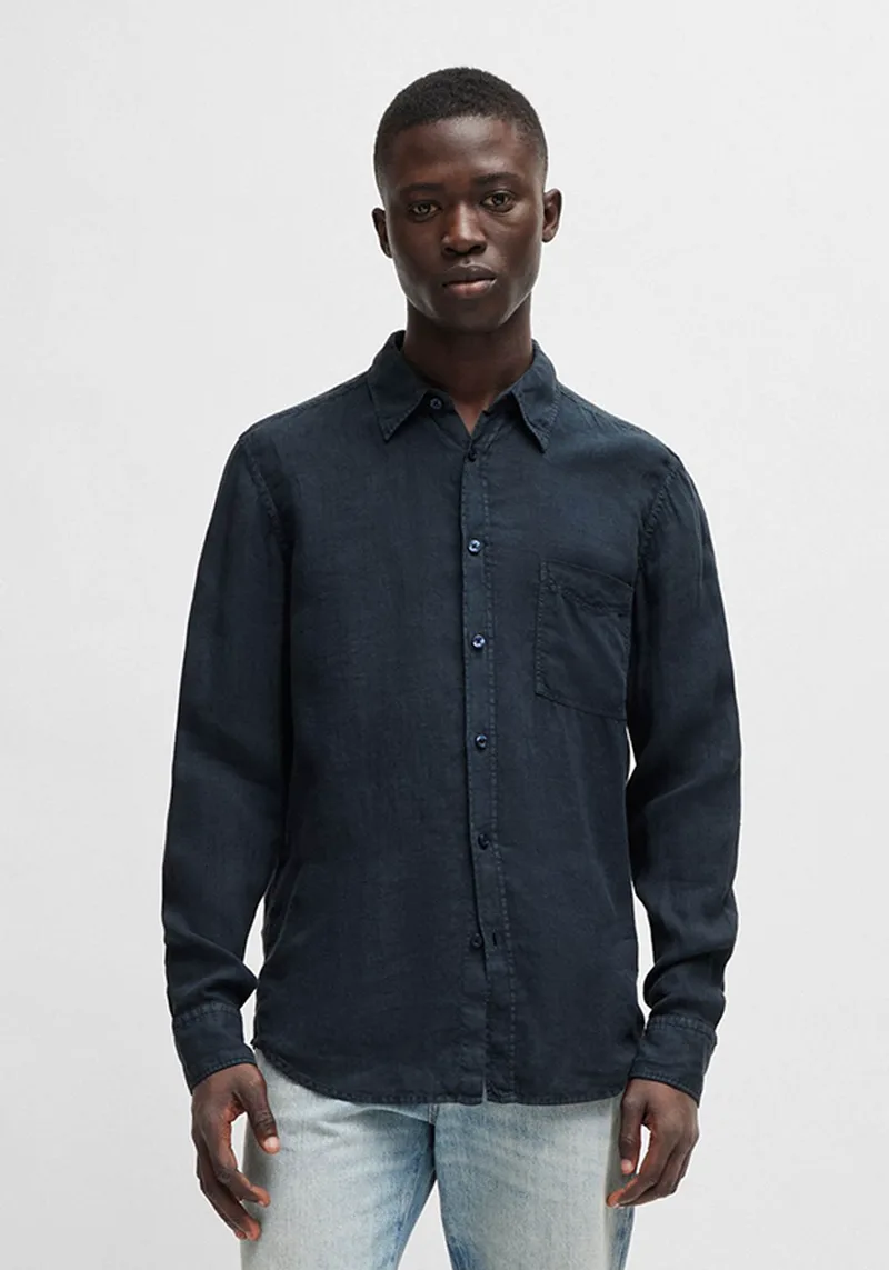 BOSS Λινό Πουκάμισο της σειράς Relegant - 50489344 404 Dark Blue