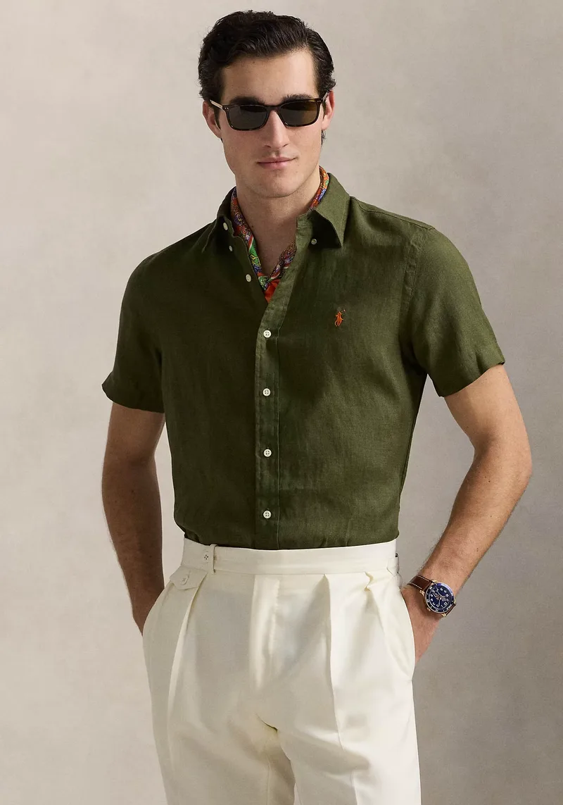 Polo Ralph Lauren Πουκάμισο Linen - 710968912 002 New Olive