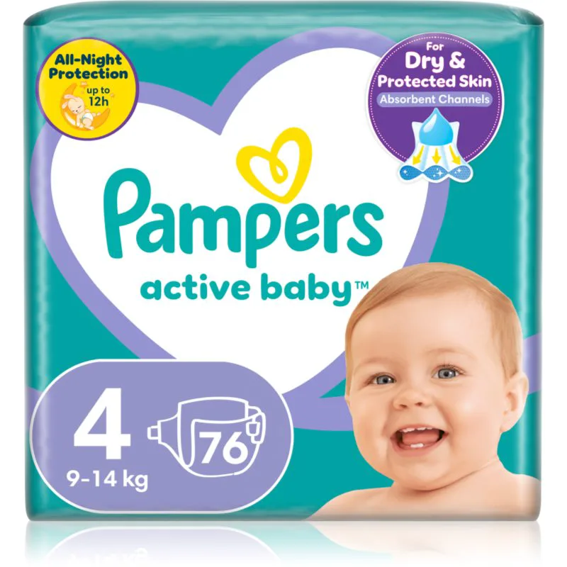 Pampers Active Baby Size 4 πάνες μίας χρήσης 9-14 kg 76 τμχ